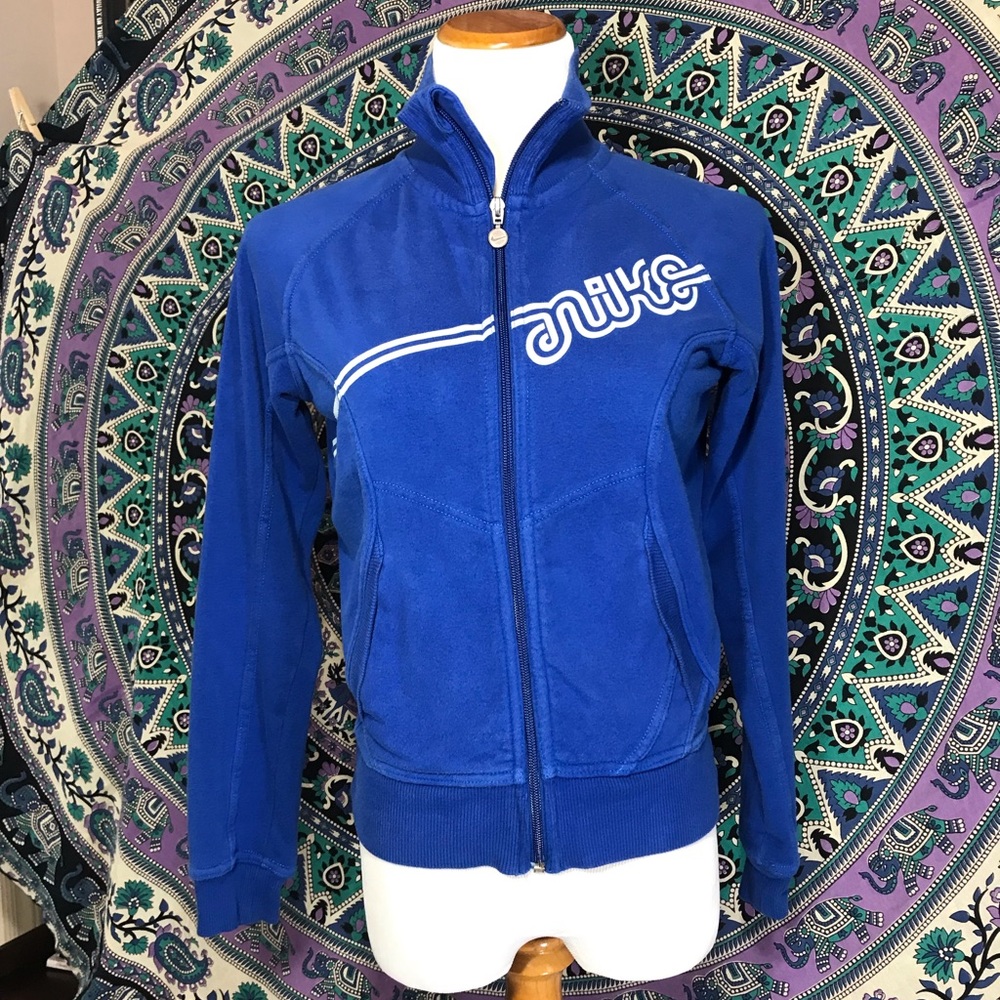 Vintage Nike Zip up Cotton  Sweatshirt, Blue 56323